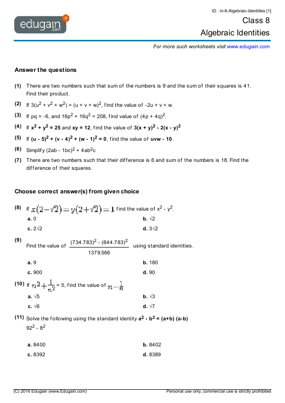 11 Grade 8 Math Worksheets With Answers PNG The Math